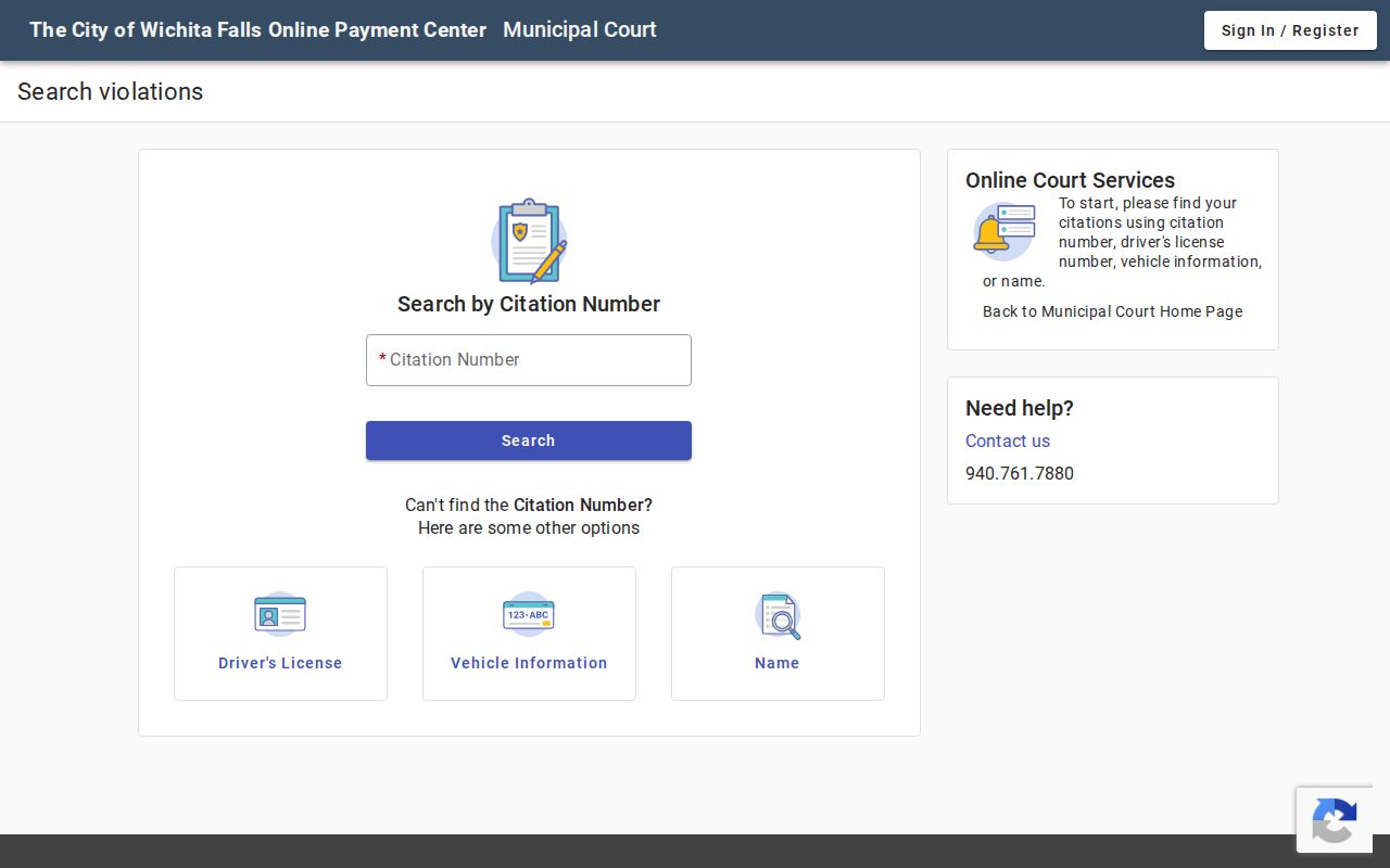 Wichita Falls Municipal Court page with court contact and public-service details