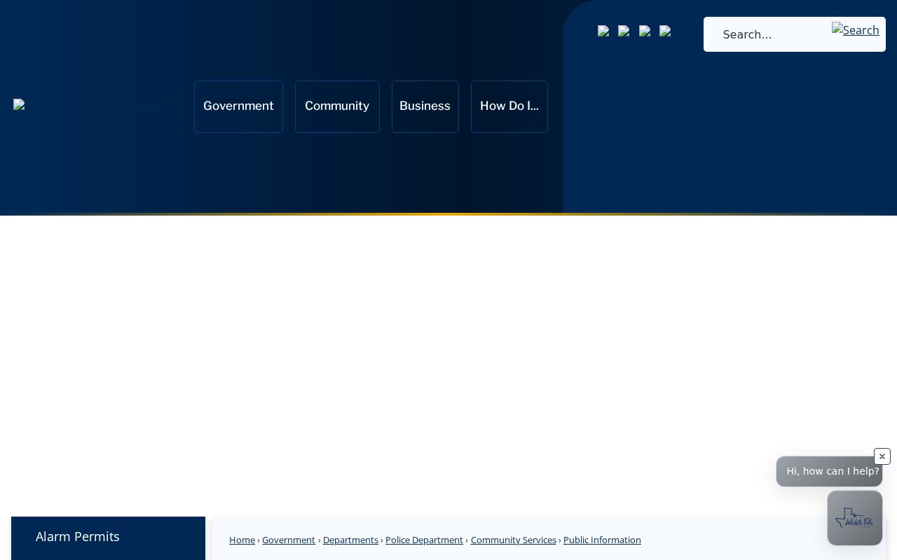 Wichita Falls public-information page with City Clerk request options