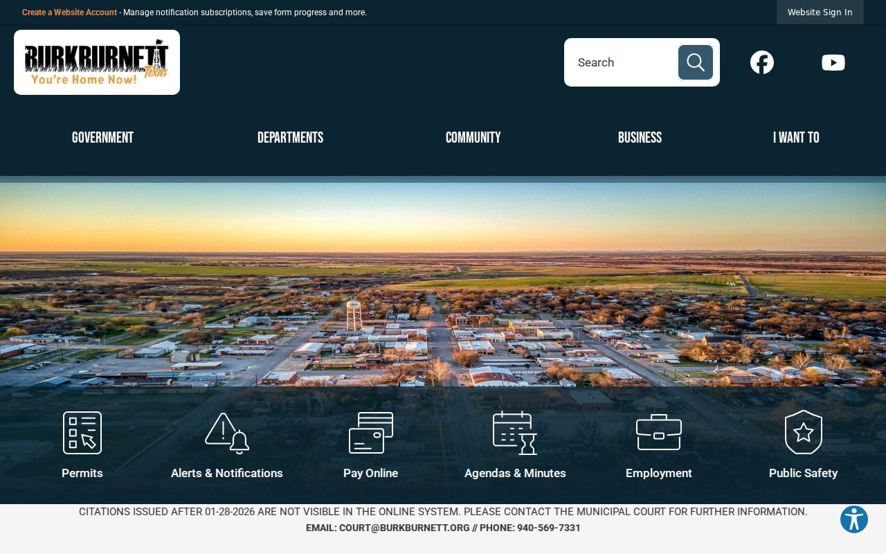 Burkburnett official city website and municipal services navigation
